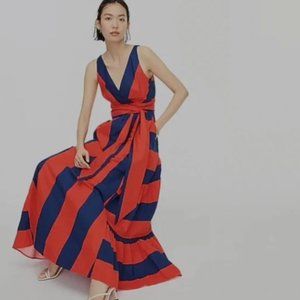 J. Crew V Neck Maxi Dress in Stripe Size 10